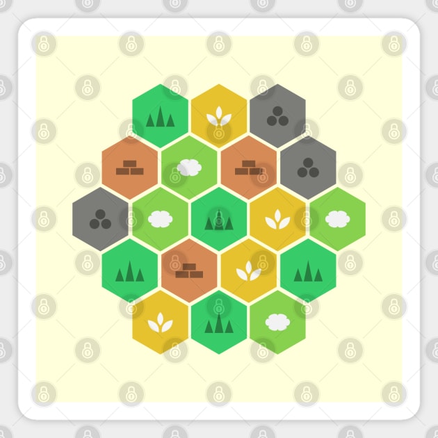 Minimalist Settlers Tile Board Games Magnet by pixeptional